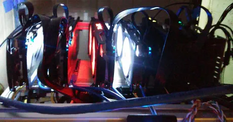 Mining Rig Pic 1 My mining rig in 2017 / 2018 showing 6 RX 5xx cards.